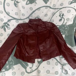 Burgundy real leather jacket